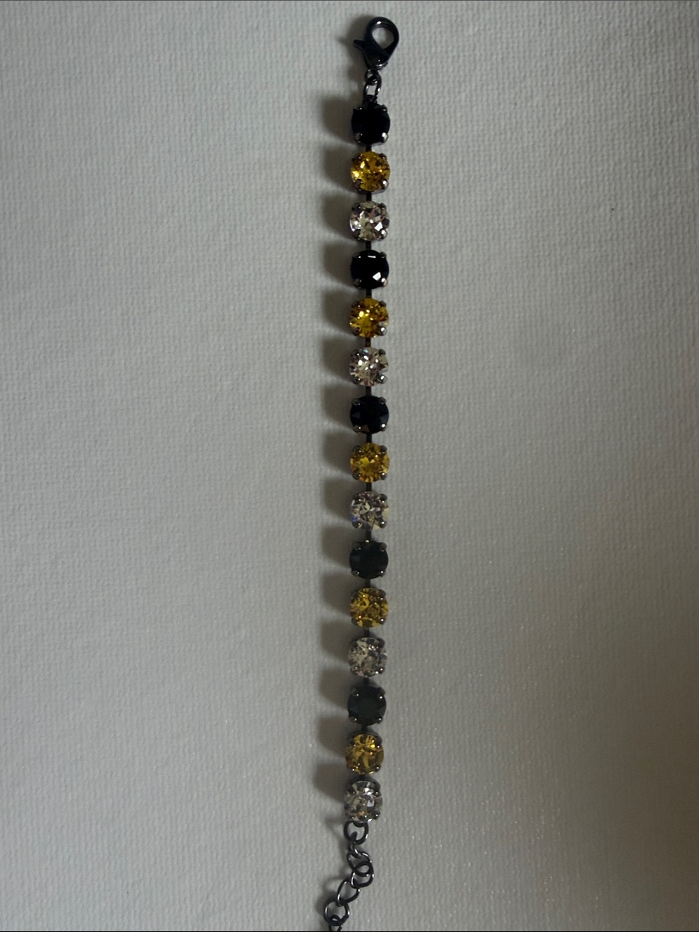 Yellow, Black & Clear Crystal Bracelet - Women's Tennis Style